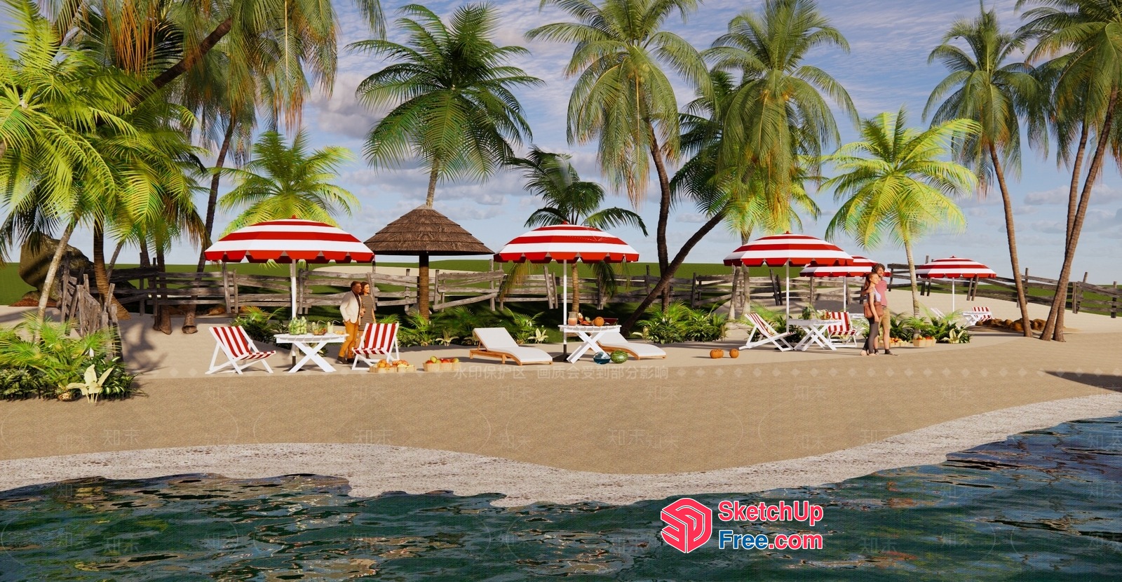 Serene Tropical Oasis Beachside Relaxation 3D SketchUp File