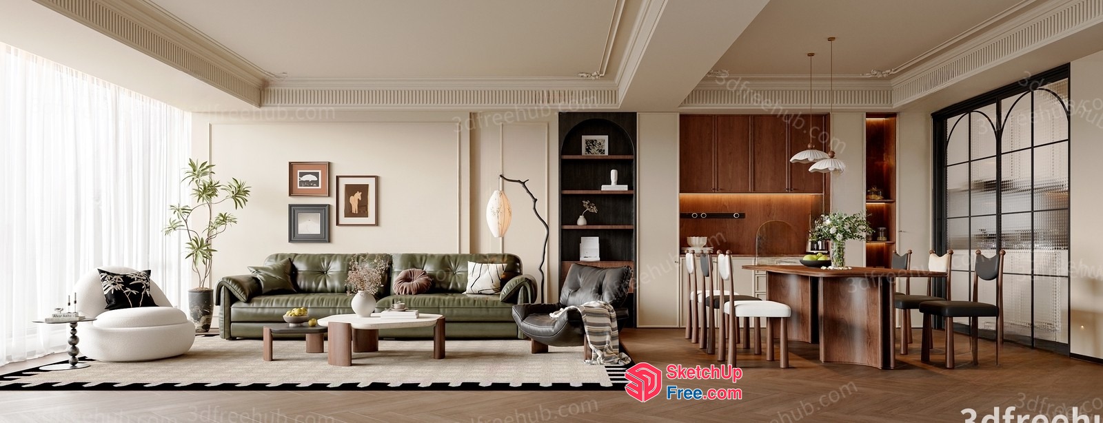 Modern Japanese-Inspired Living Room 3D SketchUp File