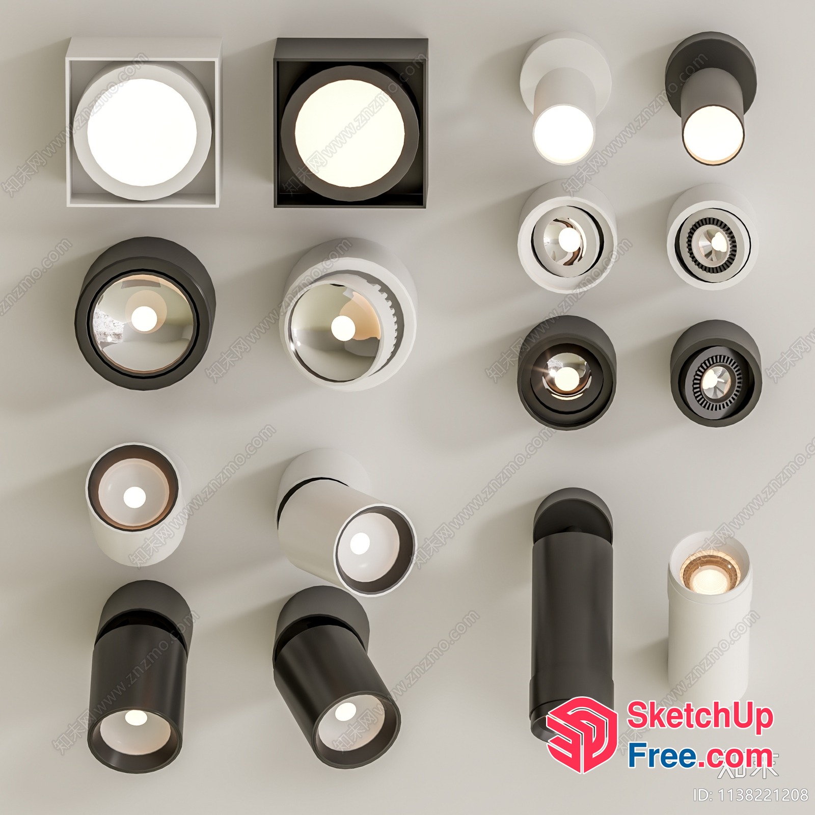 Modern Lighting Fixtures In Black, White, And Gray 3D SketchUp File