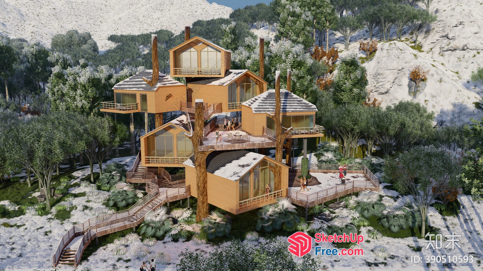 Snowy Mountain Villa 3D SketchUp File