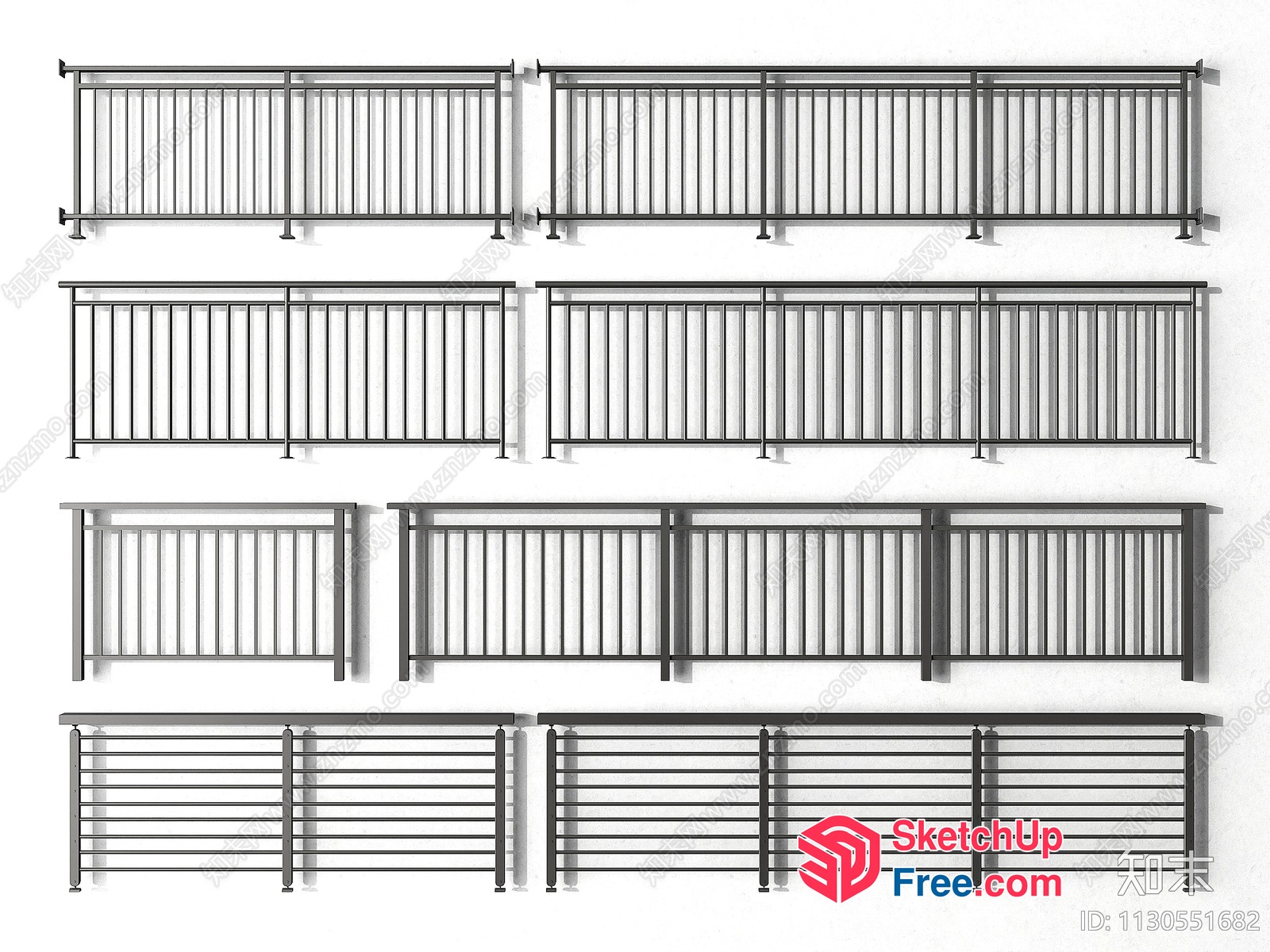 Modern Railing Designs For Balconies And Stairs 3D SketchUp File