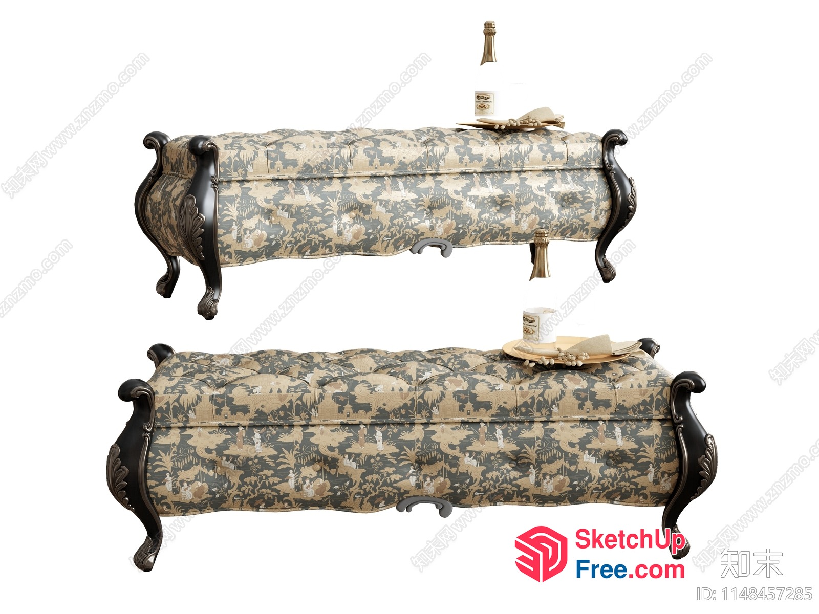 Ornate European-Style Sofa Set 3D SketchUp File