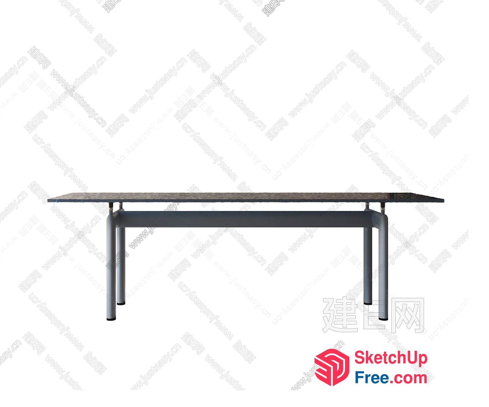 Simple Rectangular Table With Metal Legs 3D SketchUp File