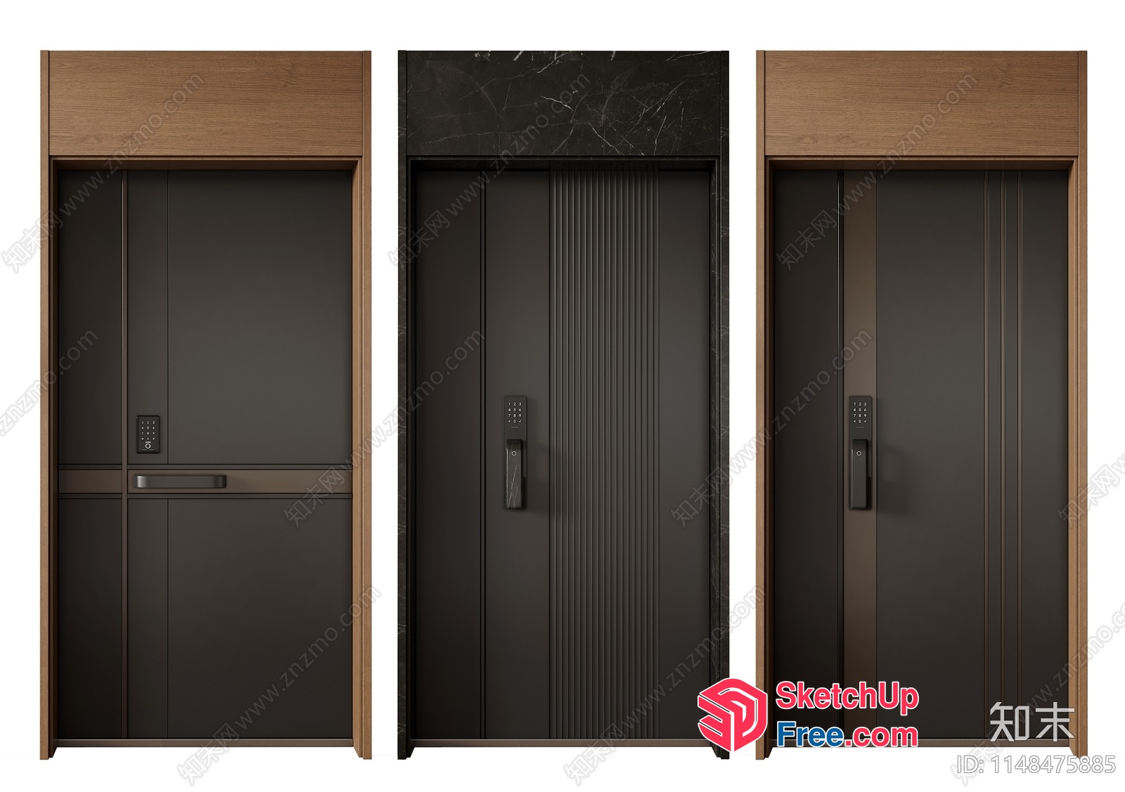 Modern Elevator Doors With Sleek Black Handles 3D SketchUp File