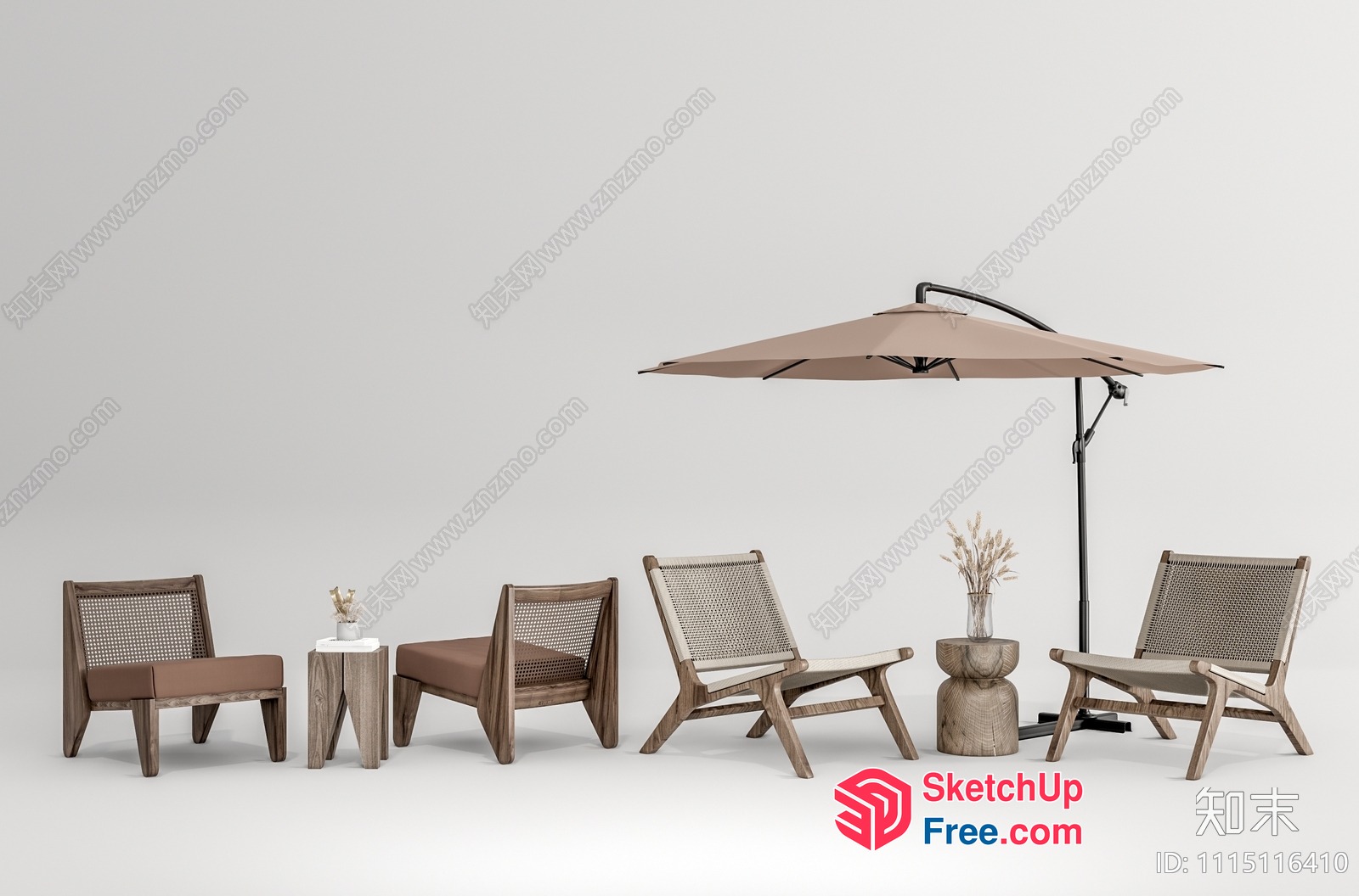 Outdoor Patio Furniture Set With Umbrella 3D SketchUp File