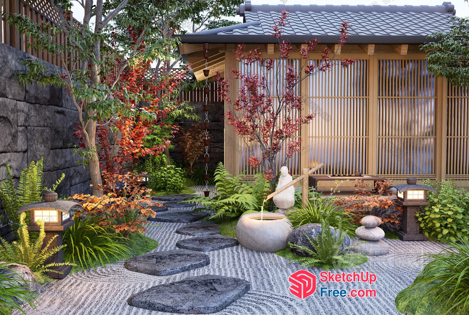 Serene Japanese Garden Oasis 3D SketchUp File