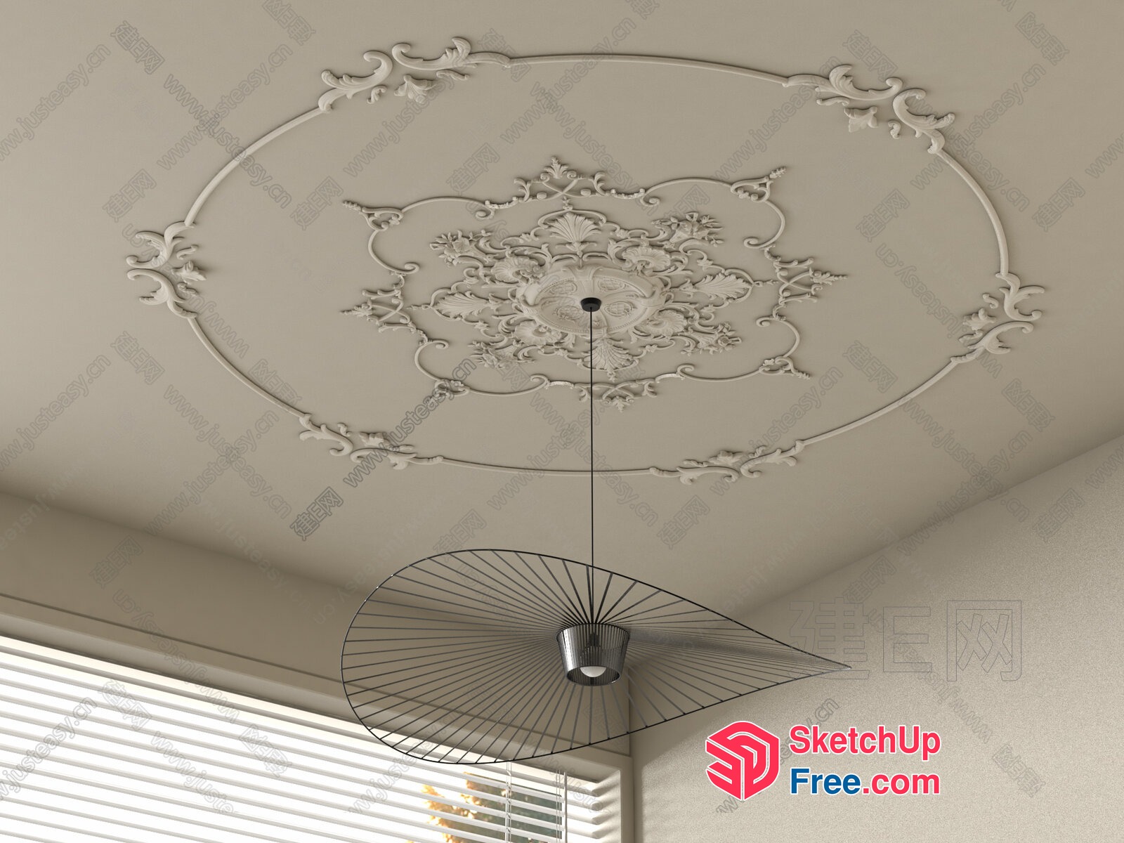 Elegant Ornate Ceiling Decoration 3D SketchUp File