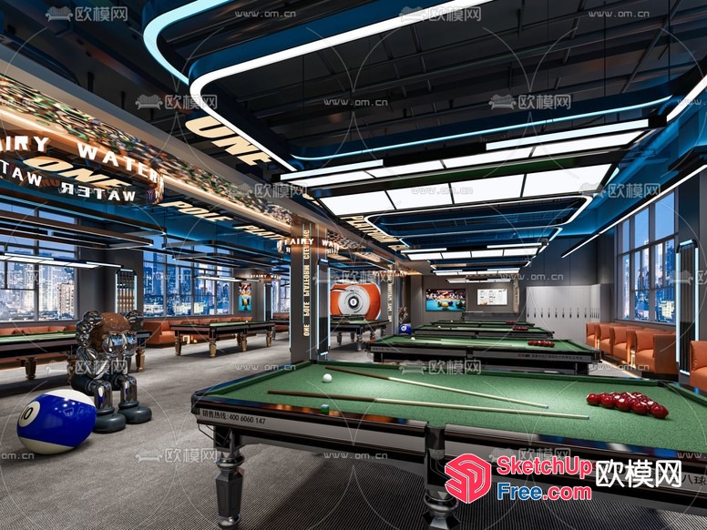 Luxurious Billiard Club With Modern And Sleek Design 3D SketchUp File