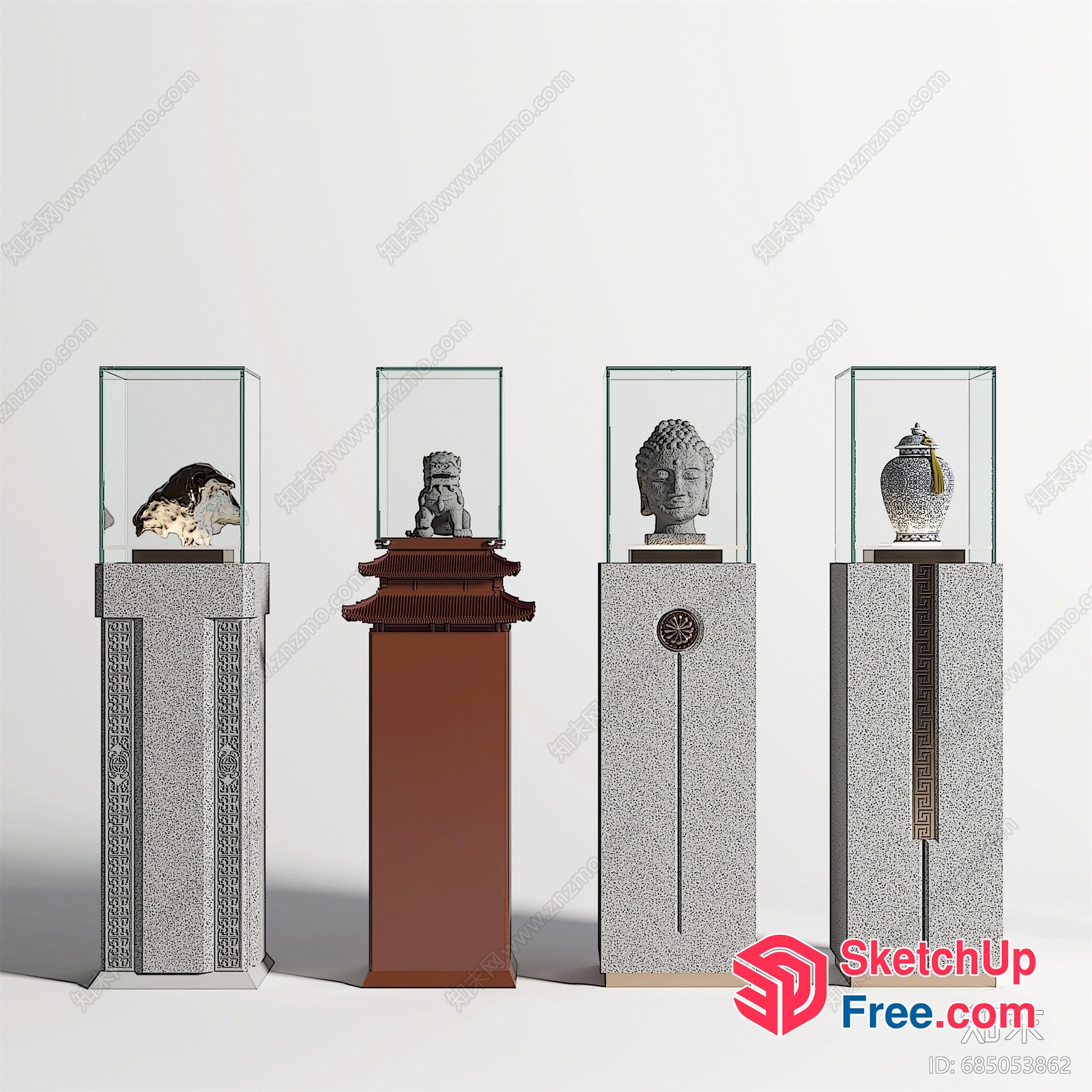 Antique Asian Artifacts Display 3D SketchUp File