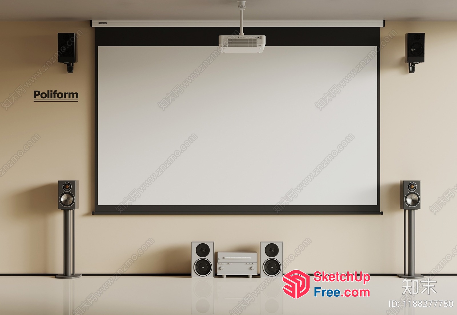 Poliform Home Theater Setup 3D SketchUp File