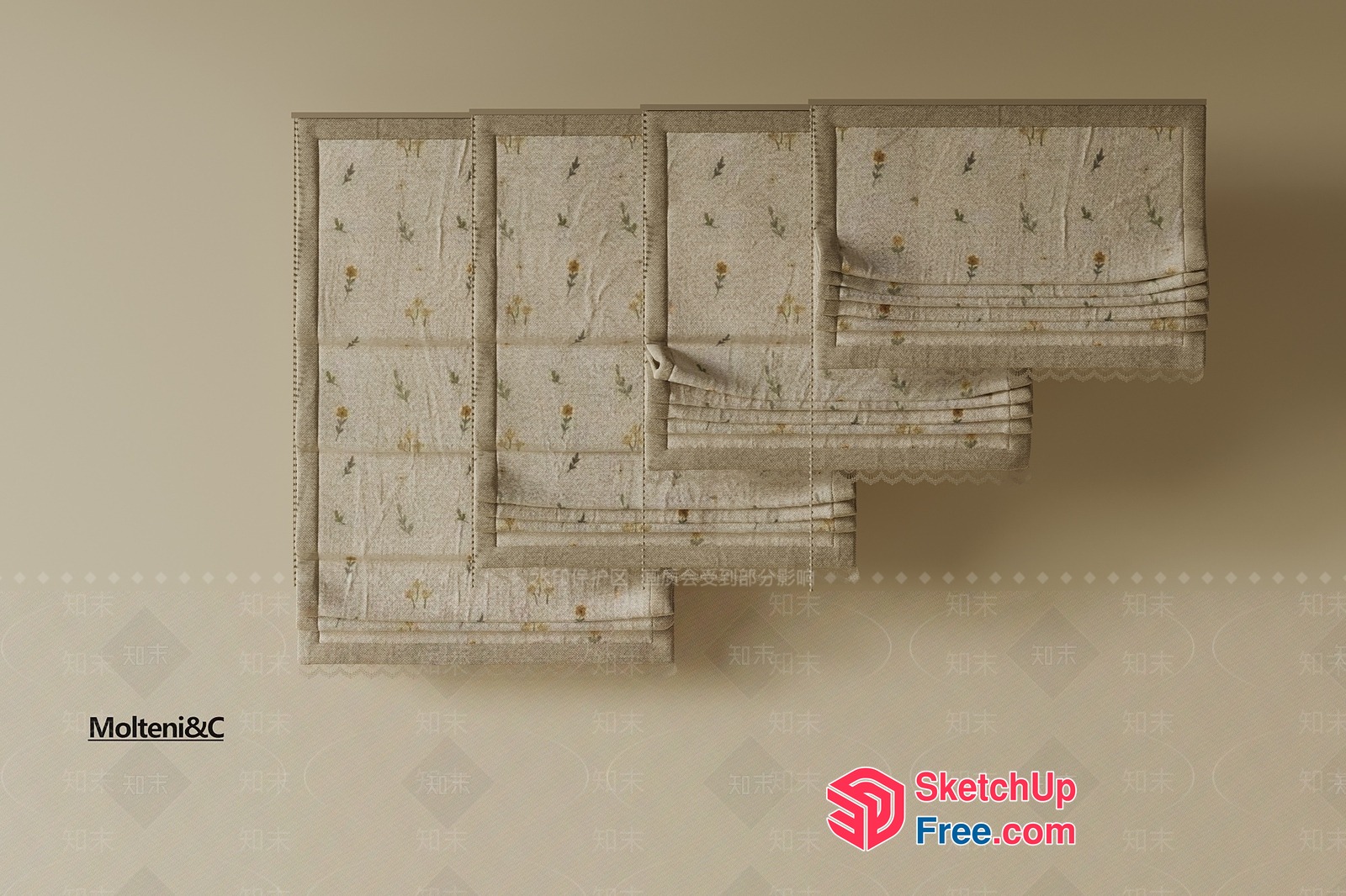 Elegant And Delicate Floral Patterned Napkins 3D SketchUp File