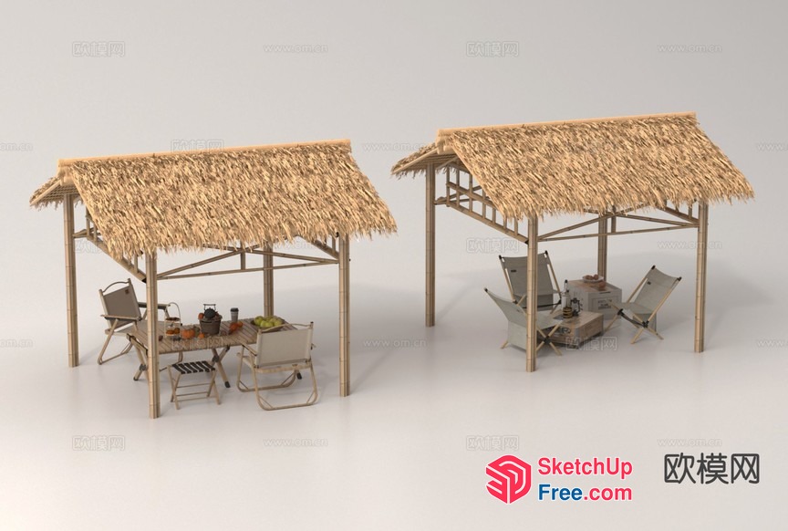 Tropical Outdoor Seating Area 3D SketchUp File