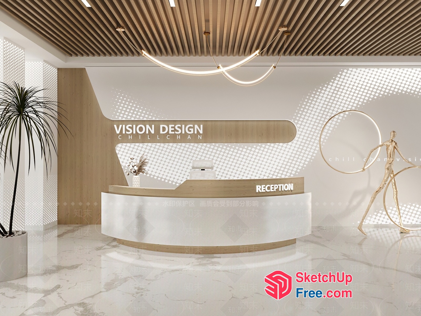 Modern Reception Desk With Elegant Lighting 3D SketchUp File