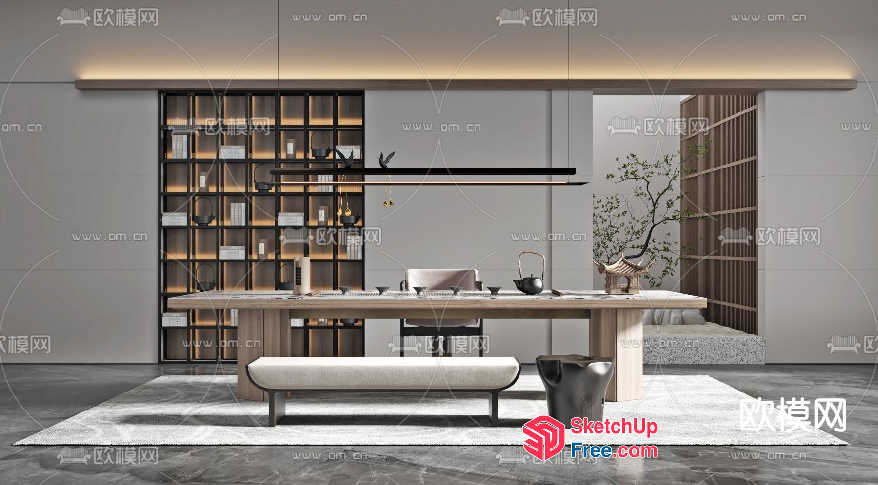 Modern Minimalist Japanese Style Interior Design 3D SketchUp File
