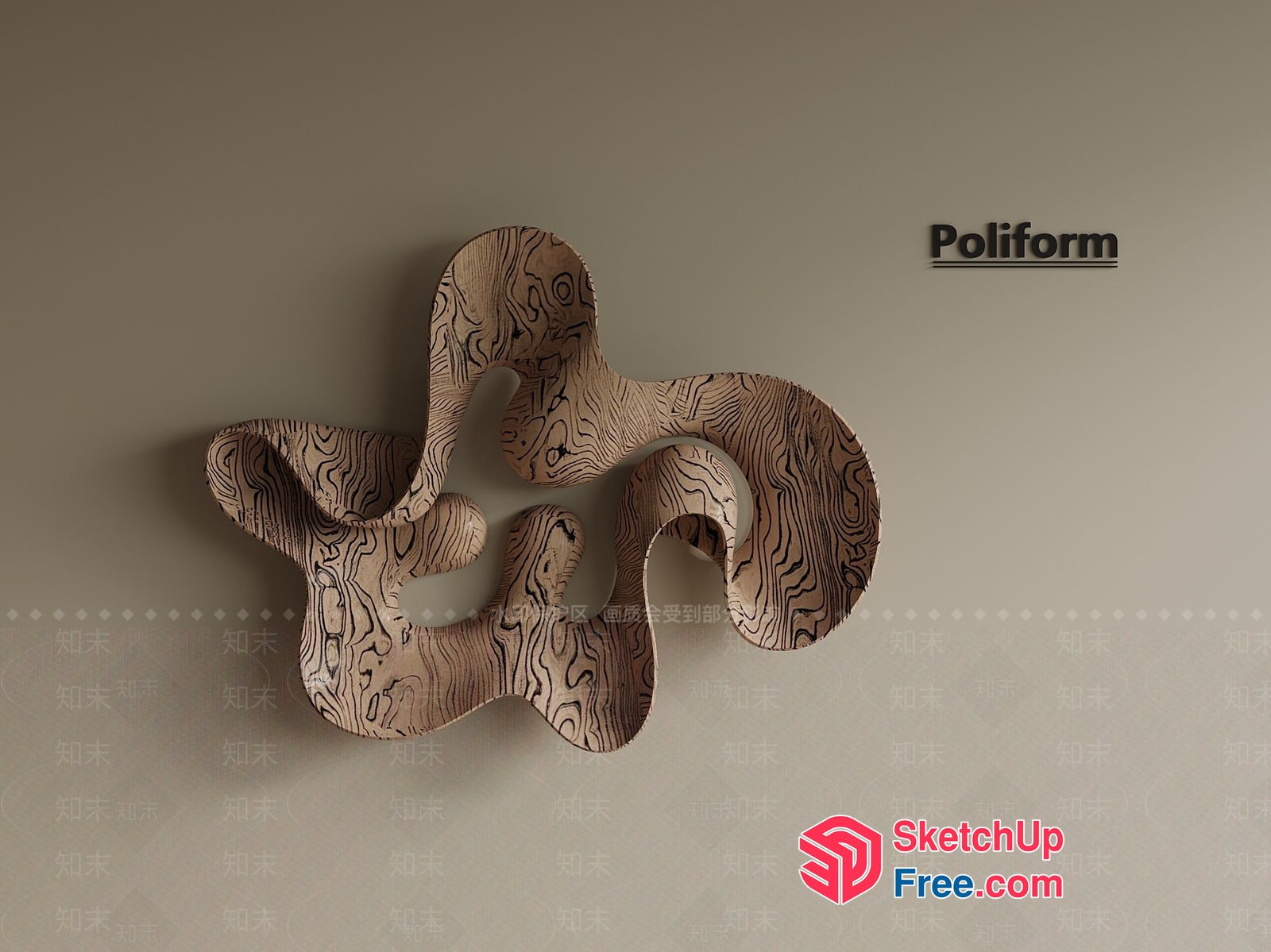 Curved Wooden Decorative Wall Art 3D SketchUp File