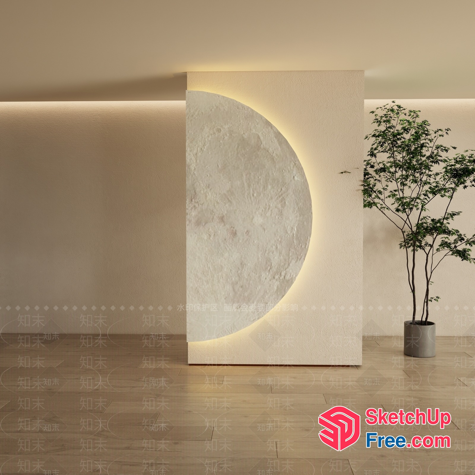 Half Moon Decorative Wall Panel 3D SketchUp File
