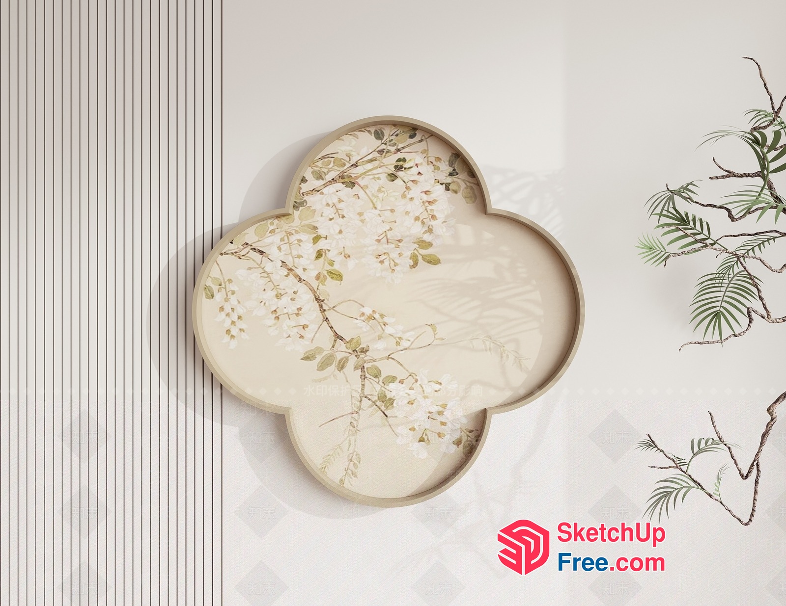 Elegant Floral Patterned Tray 3D SketchUp File