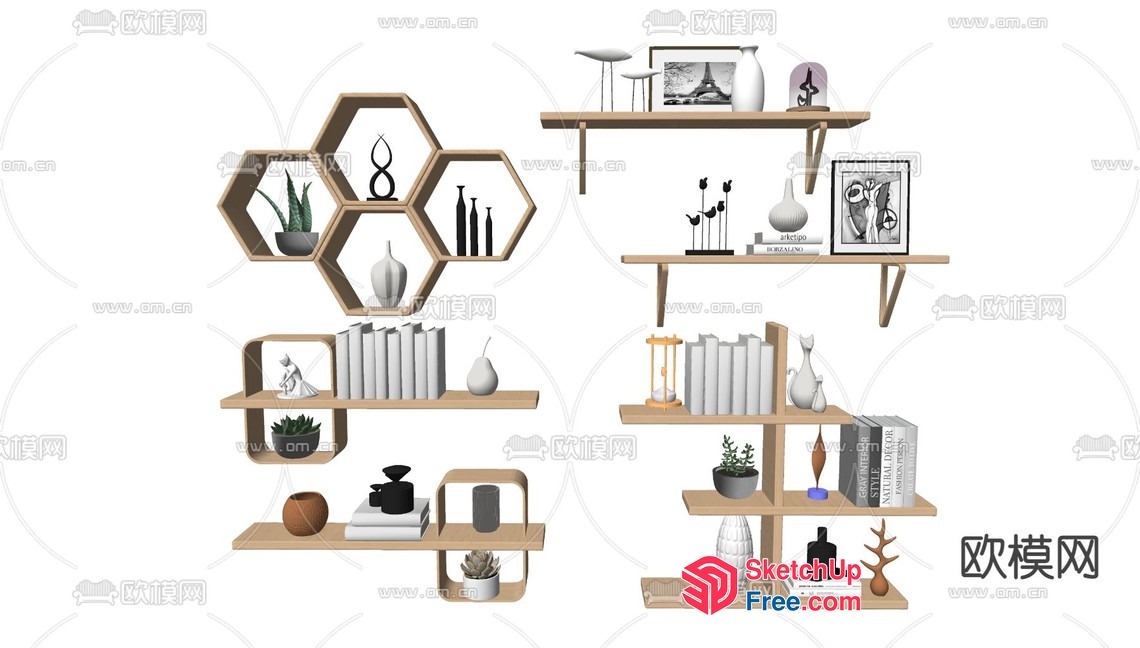 Decorative Wooden Shelves For Home And Office 3D SketchUp File