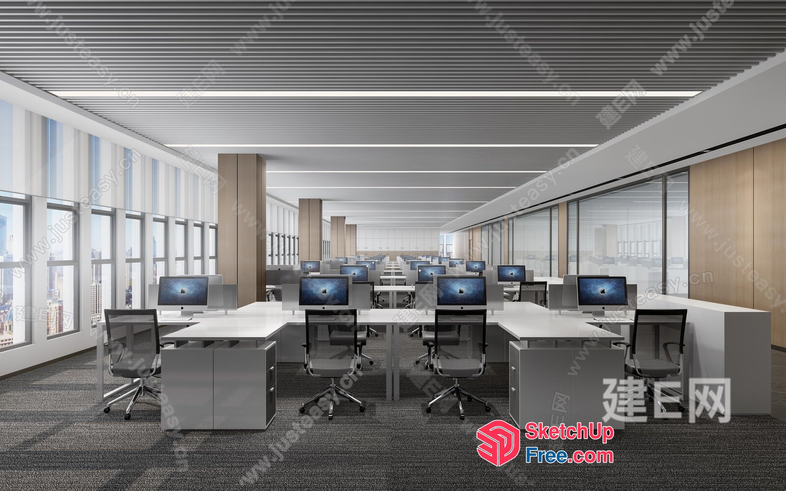 Modern Office Space With Minimalist Furniture 3D SketchUp File