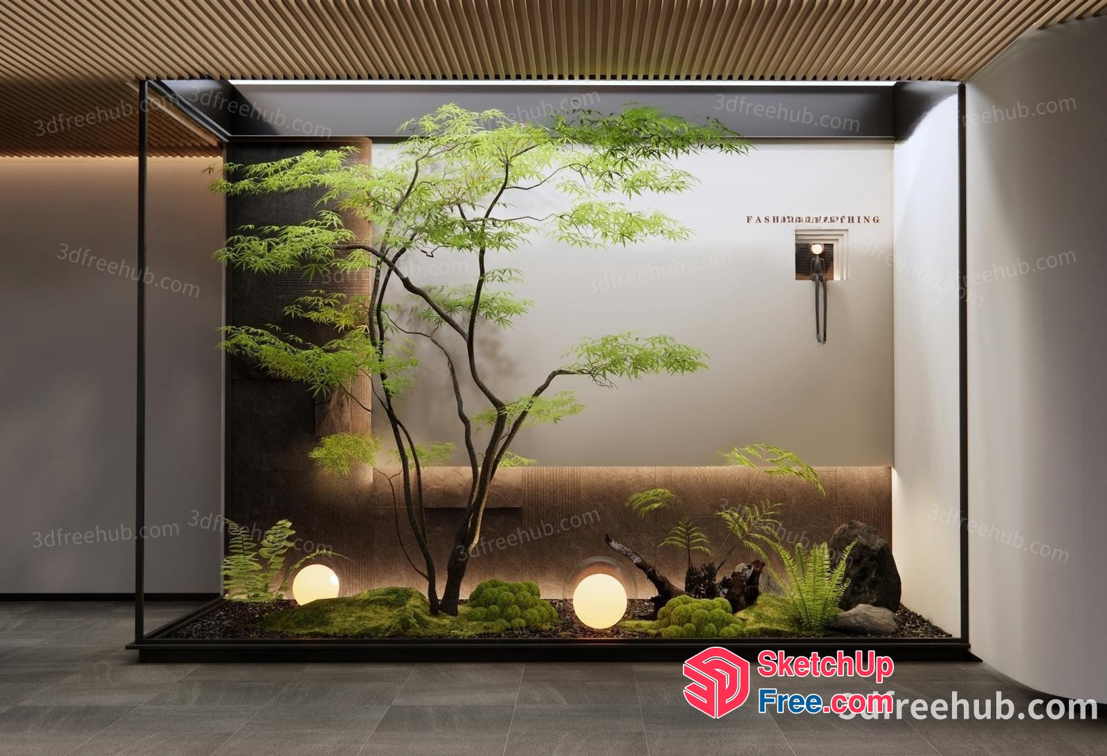 Modern Japanese-Inspired Interior With Zen Garden 3D SketchUp File