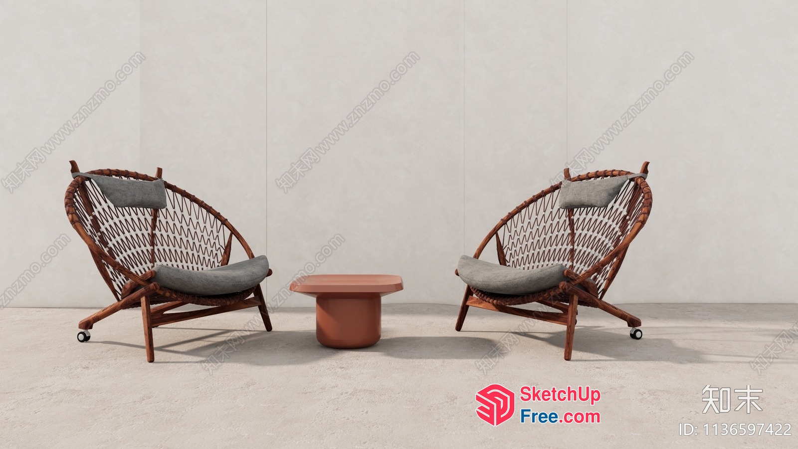 Two Rattan Chairs And A Round Table 3D SketchUp File