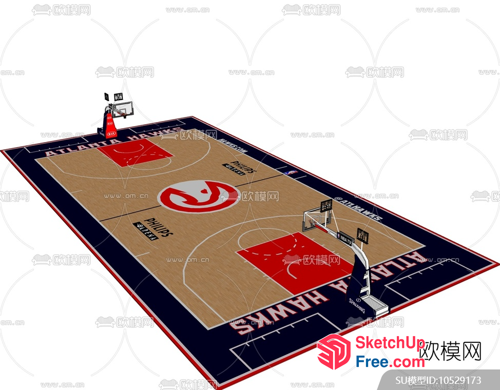 Atlanta Hawks Basketball Court Interior 3D SketchUp File