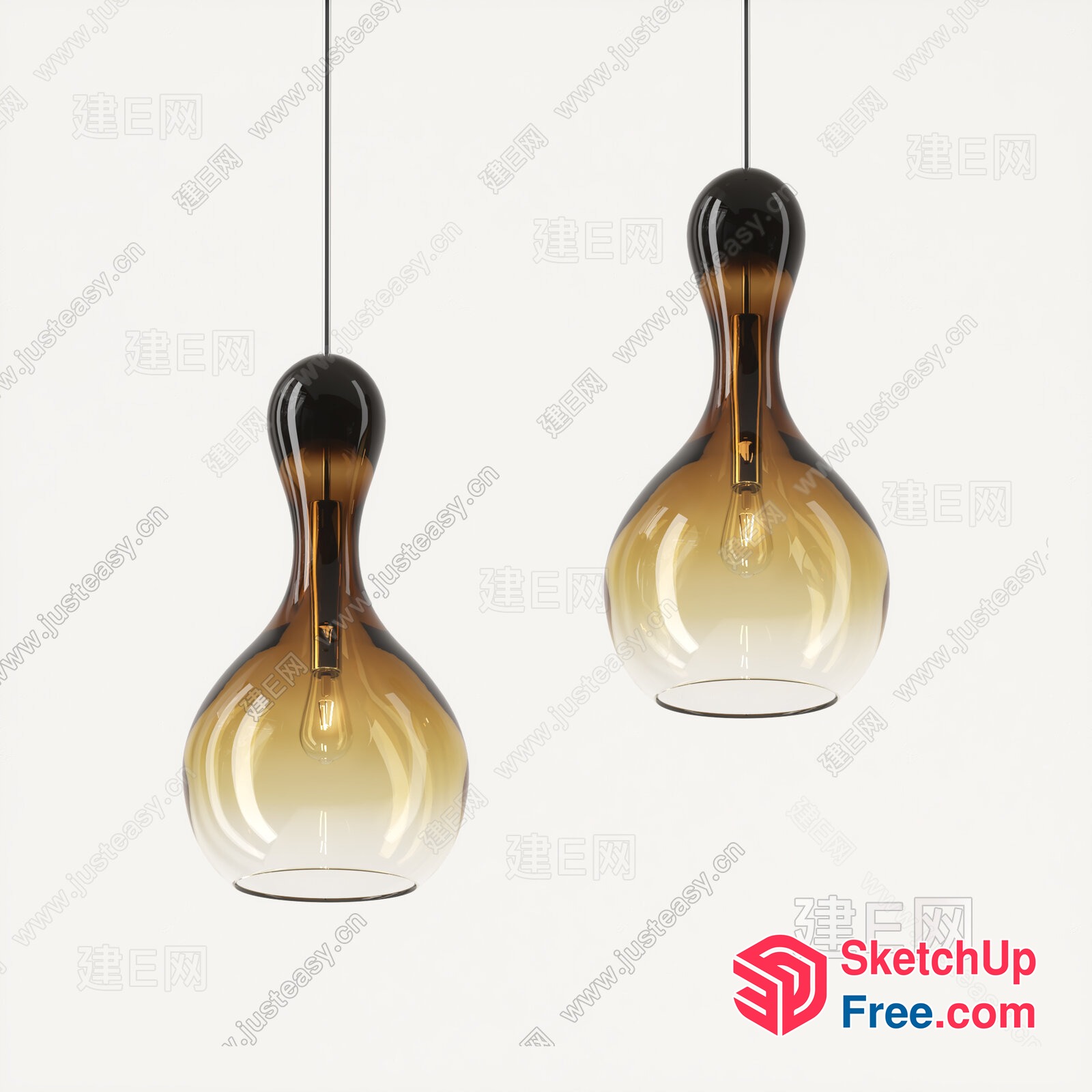 Elegant Hanging Glass Light Fixtures 3D SketchUp File