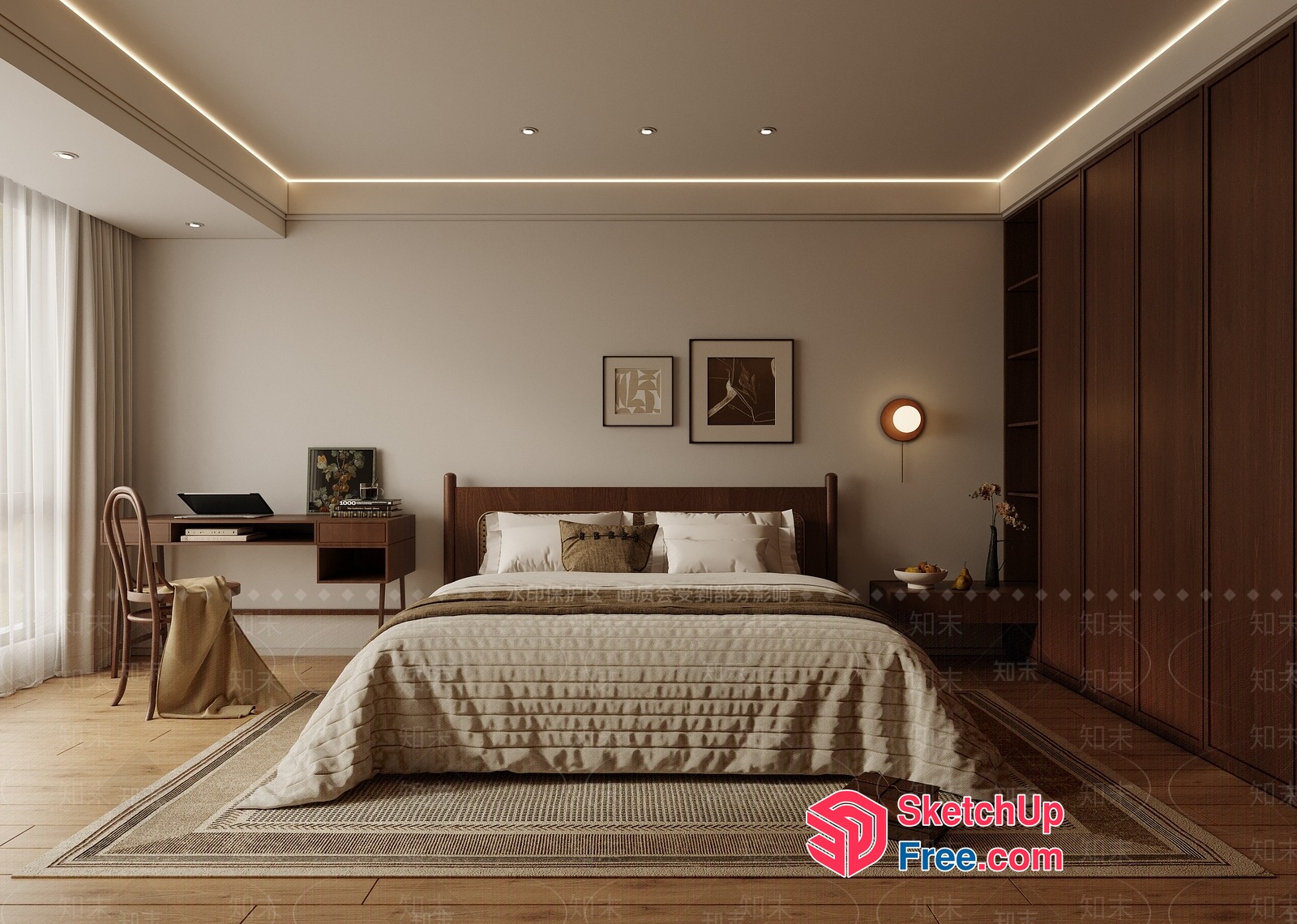 Modern Minimalist Bedroom Interior 3D SketchUp File