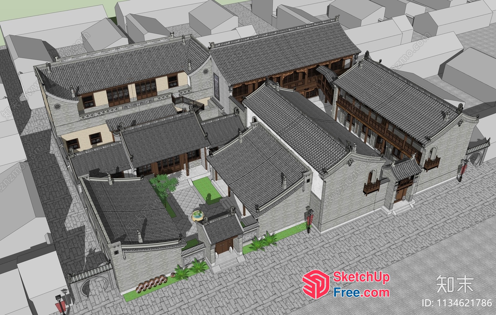 Traditional Chinese Architecture With Ornate Roofs 3D SketchUp File