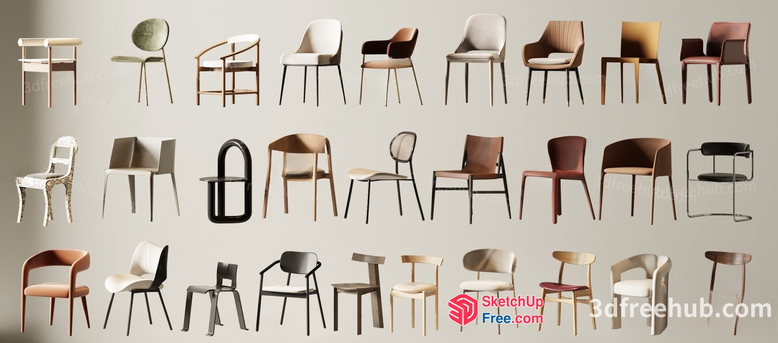 Various Modern Chairs 3D SketchUp File