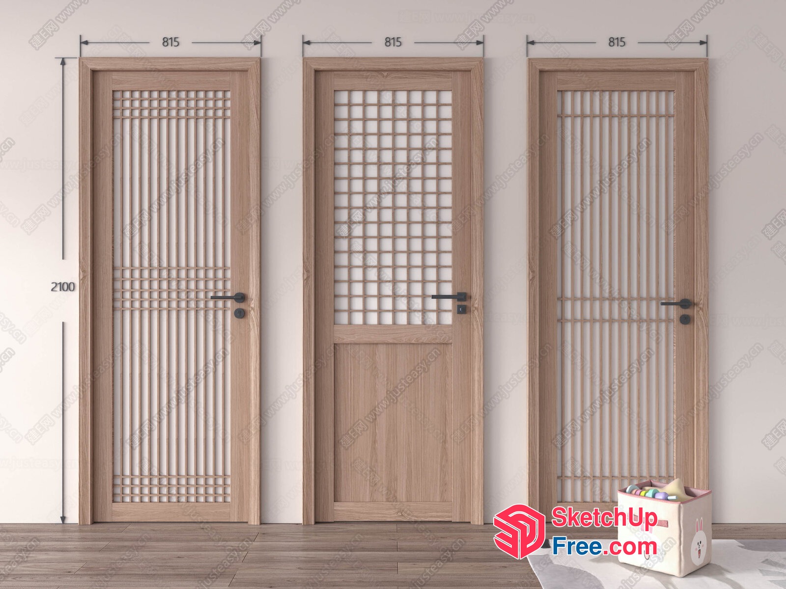 Three Doors With Unique Japanese-Inspired Designs 3D SketchUp File