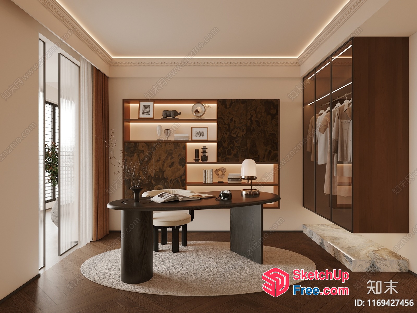 Elegant Office Space With Modern Furniture And Decor 3D SketchUp File