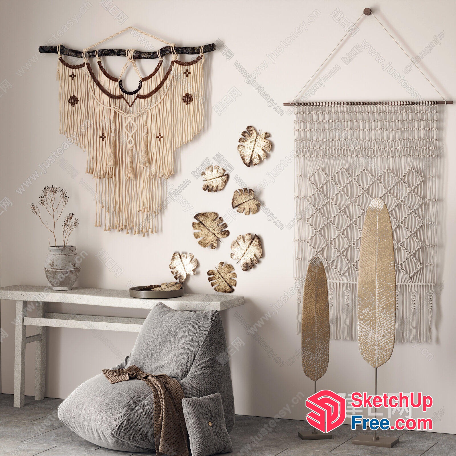 Bohemian Macrame Decor Wall Hanging 3D SketchUp File