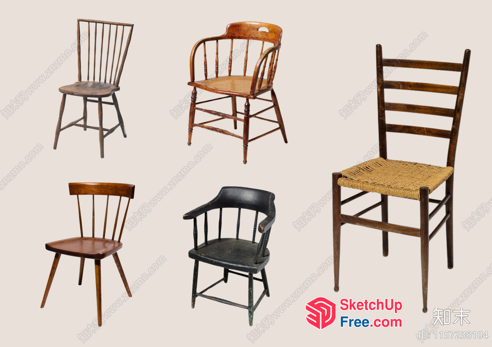 Wooden Chairs Collection 3D SketchUp File