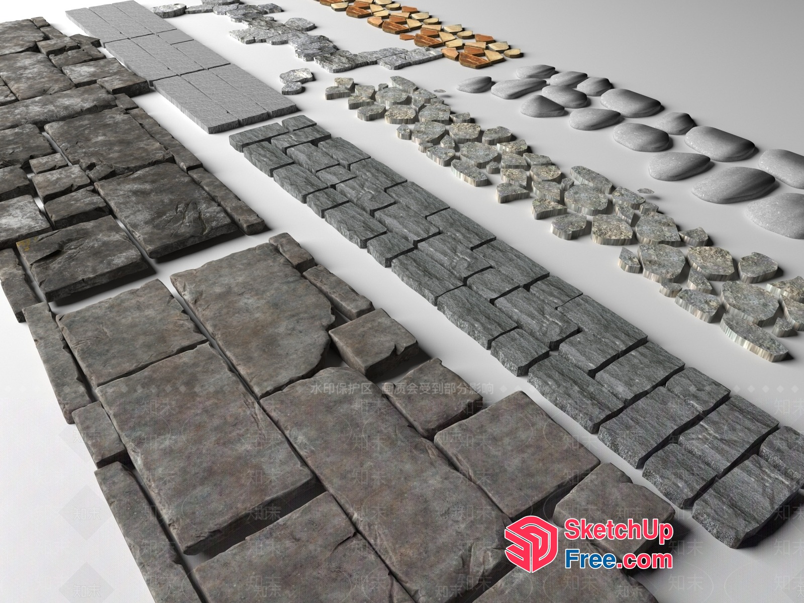 Stone Wall And Floor Tiles 3D SketchUp File