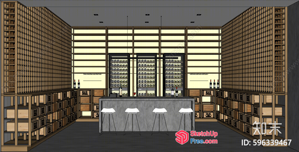 Modern Wine Storage Room Interior Design 3D SketchUp File