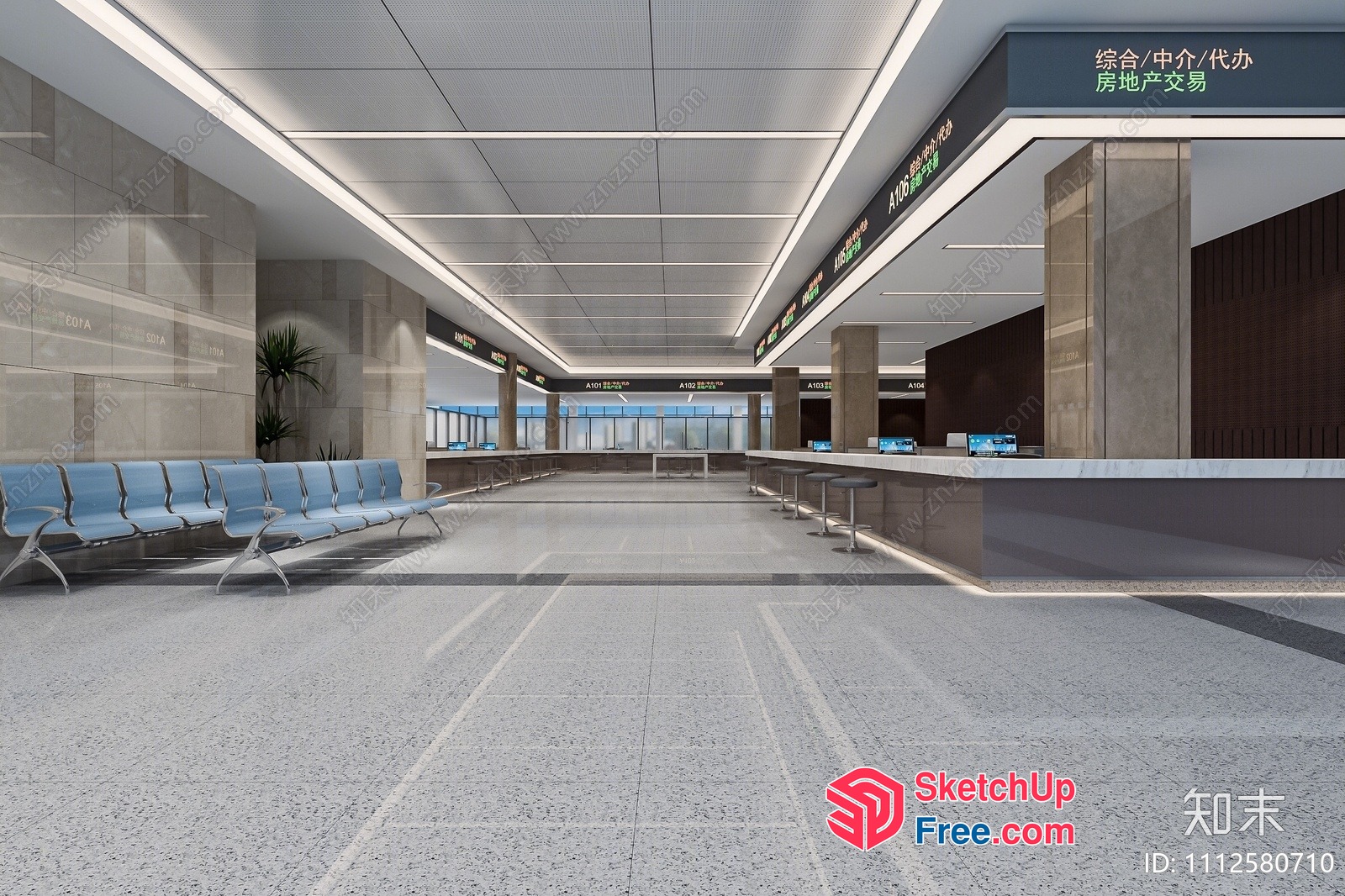 Modern Commercial Interior With Sleek Architecture And Minimalist Decor 3D SketchUp File