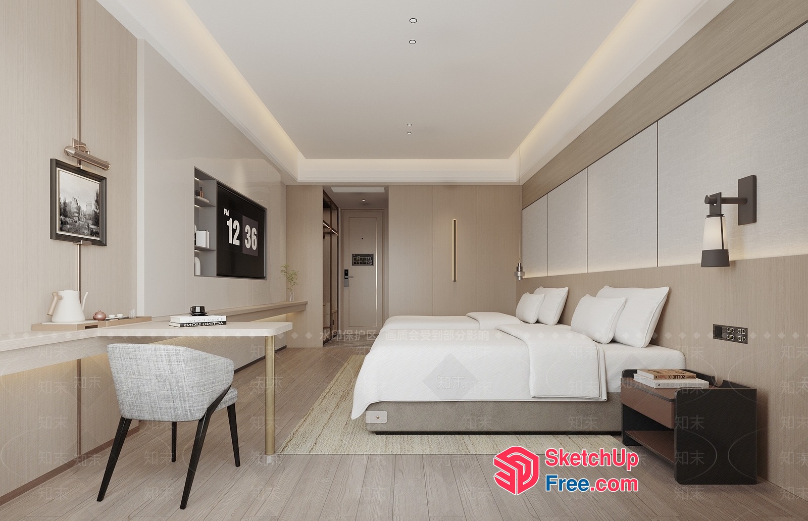 Modern Minimalist Homestay Interior Design 3D SketchUp File
