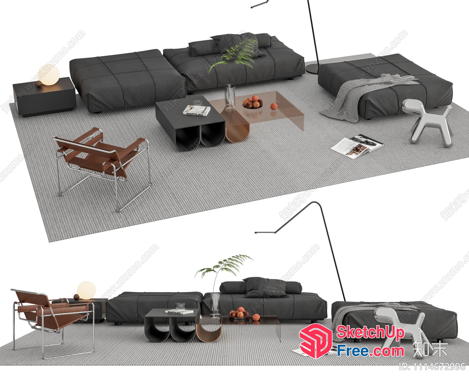 Modern Minimalist Living Room Furniture And Decor 3D SketchUp File
