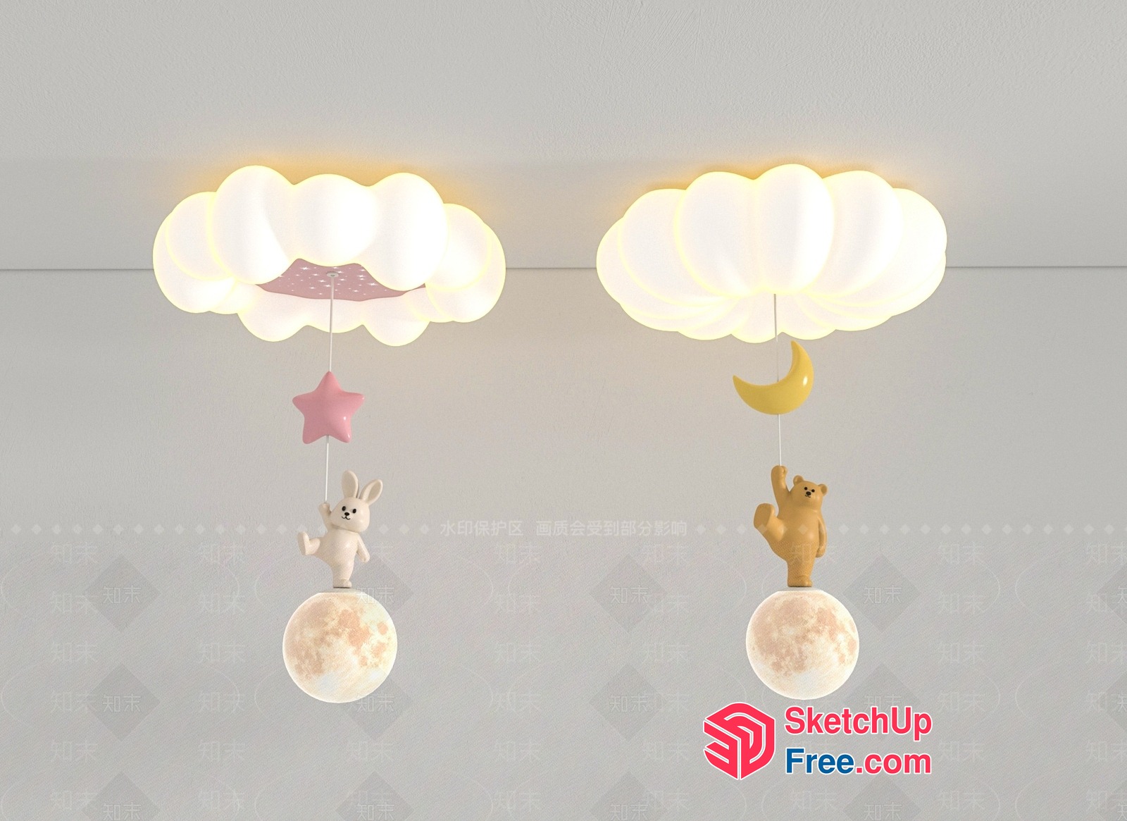 Whimsical Clouds And Moonlit Creatures 3D SketchUp File