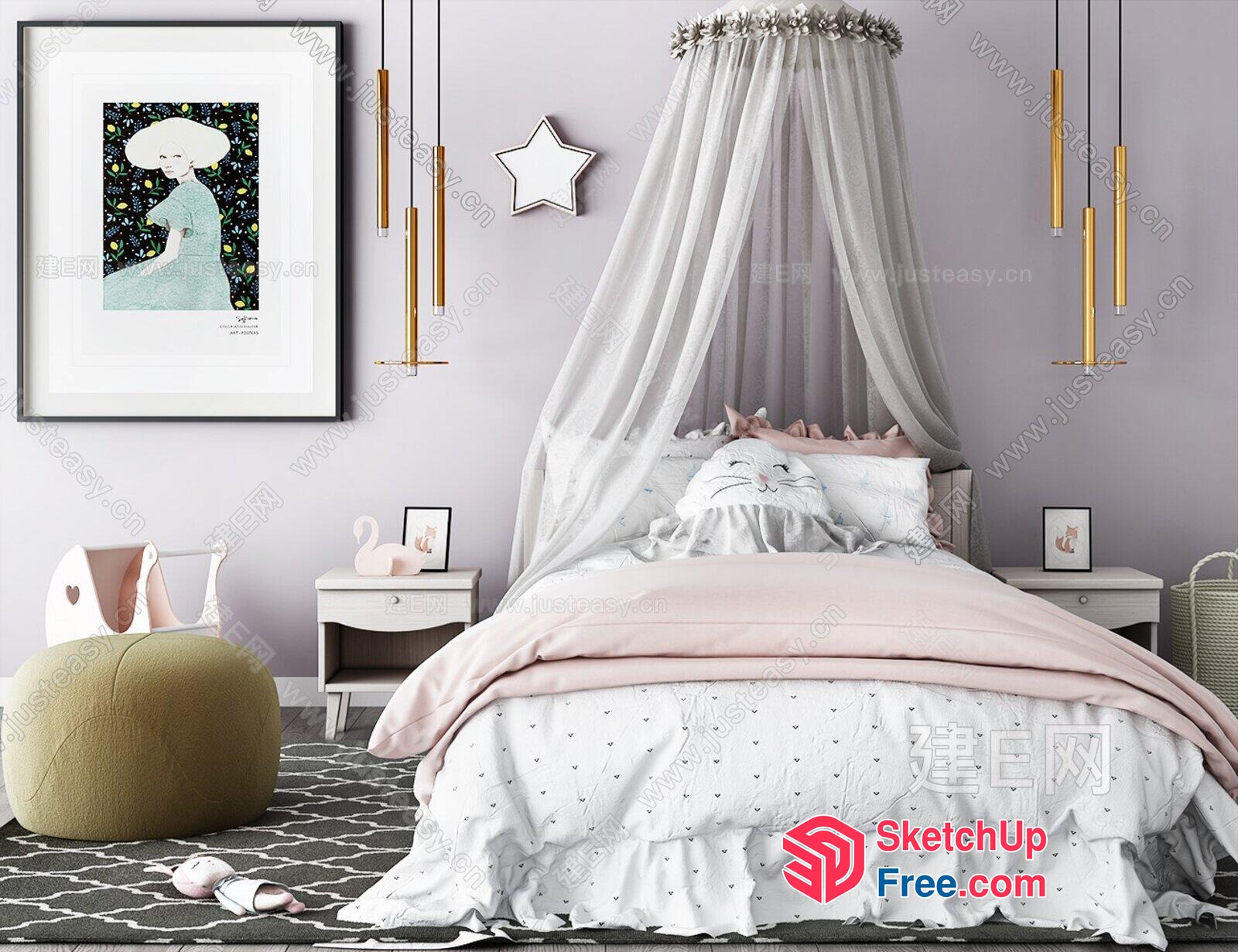 Elegant And Cozy Bedroom Interior 3D SketchUp File