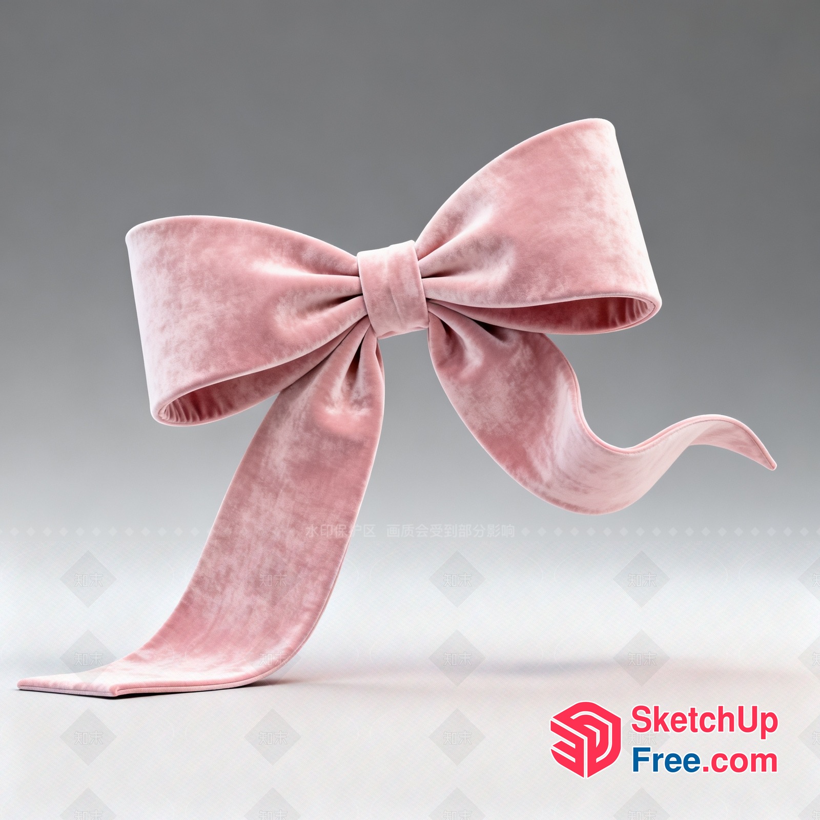 Elegant Pink Velvet Bow 3D SketchUp File