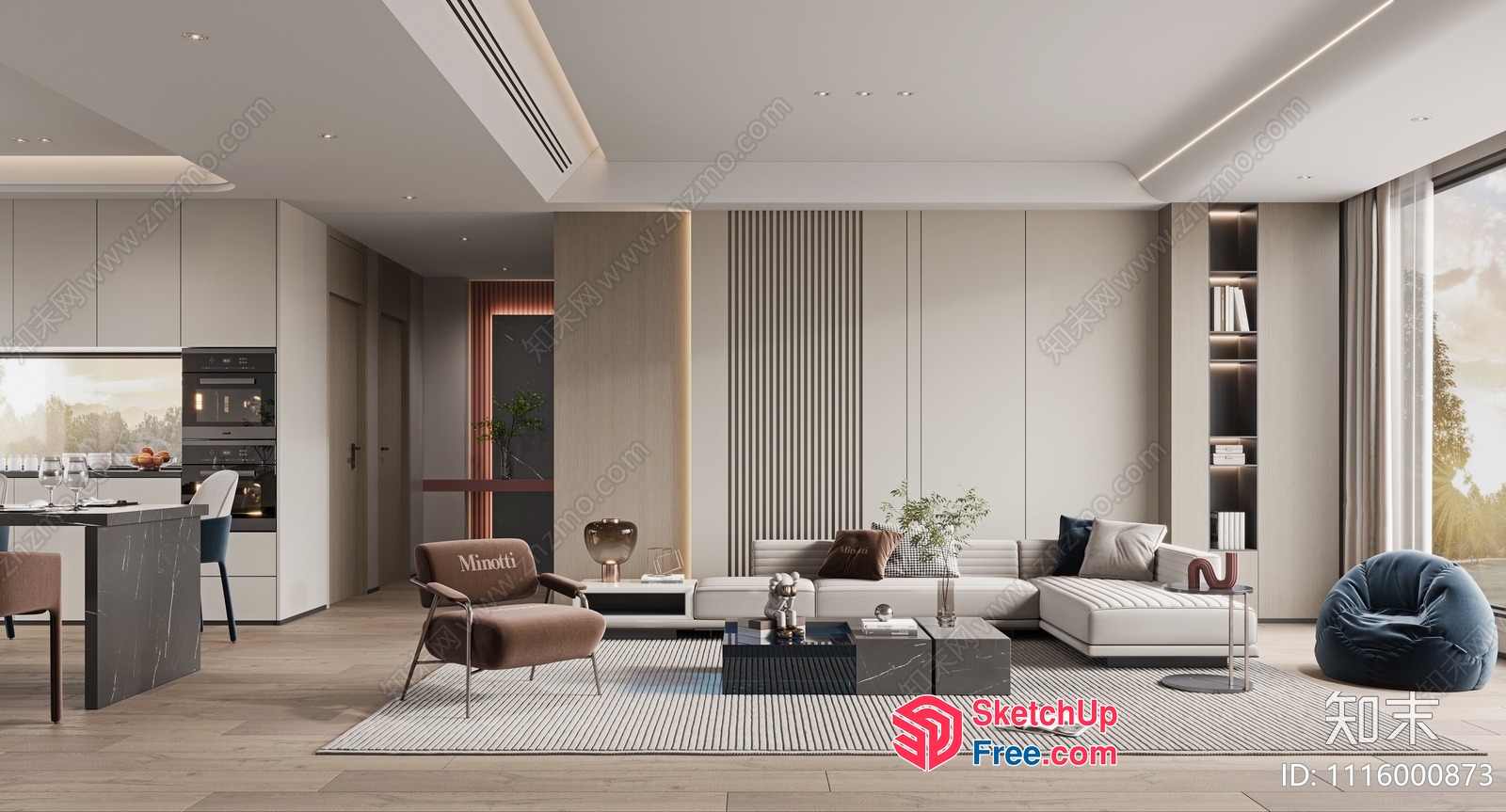 Modern Minimalist Interior Design With Neutral Color Scheme 3D SketchUp File