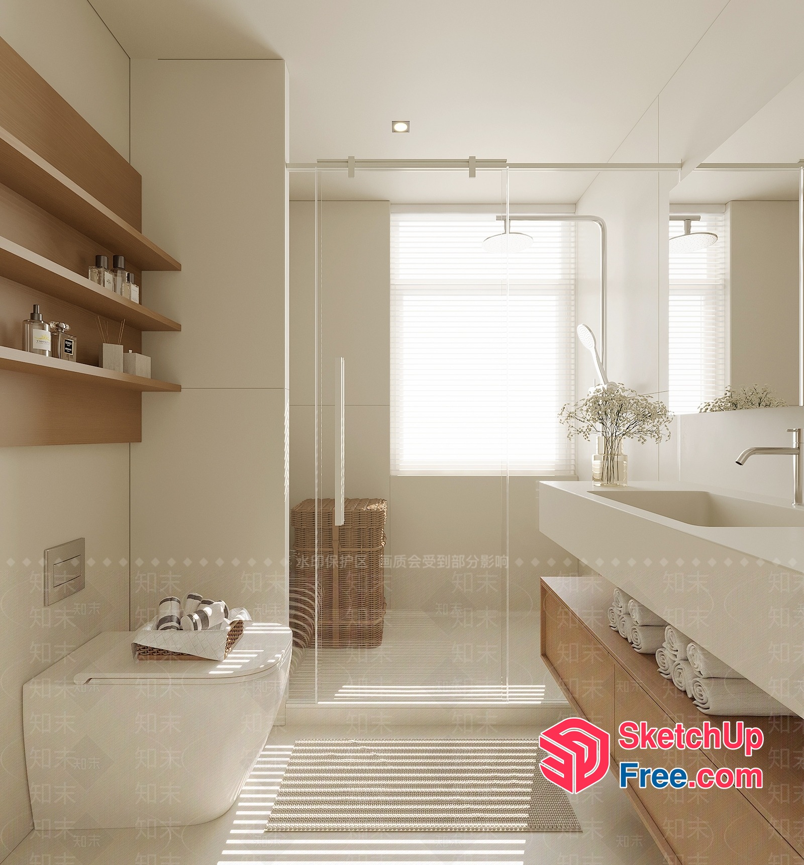 Minimalist Bathroom Interior With Natural Light 3D SketchUp File
