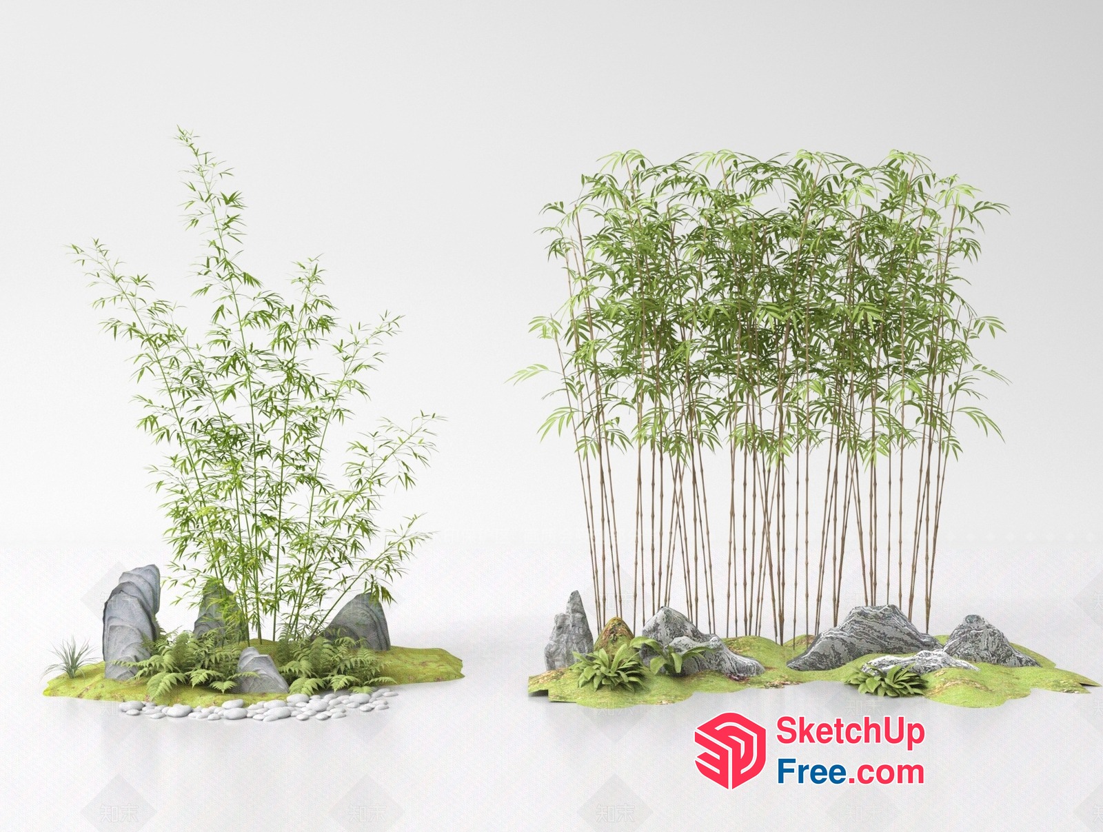 Asian-Inspired Landscape Scene 3D SketchUp File