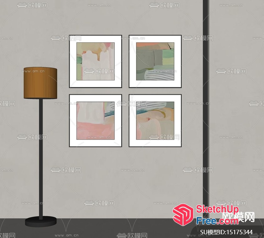 Abstract Artwork In Soft Pastel Colors 3D SketchUp File