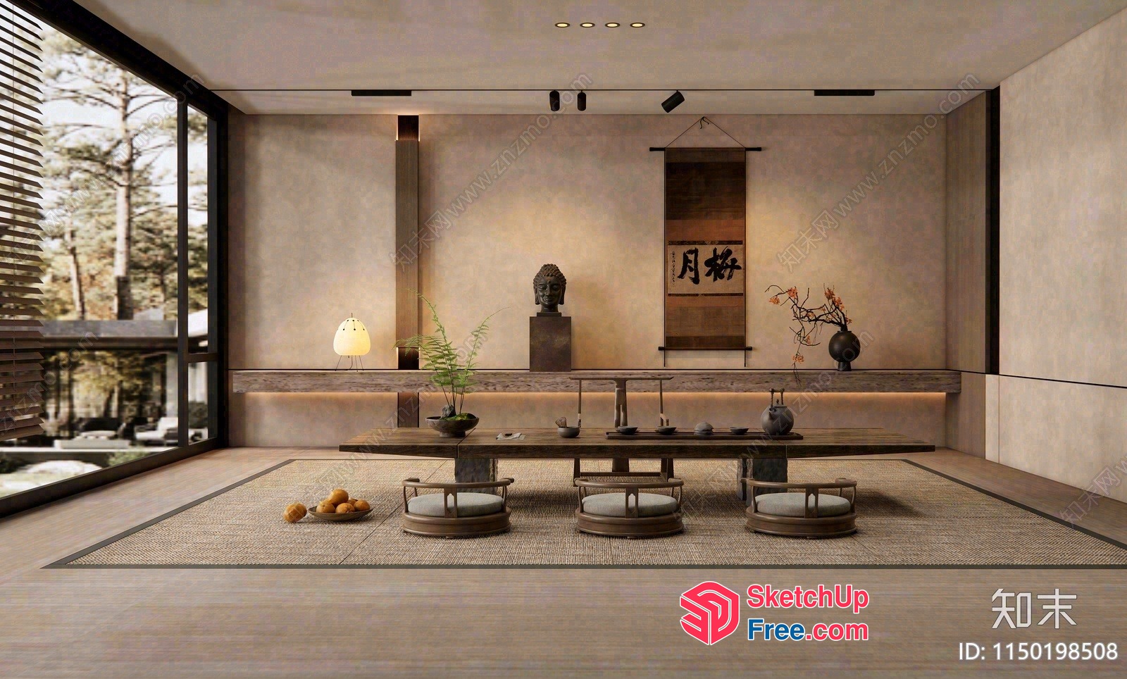 Japanese-Inspired Modern Minimalist Interior 3D SketchUp File