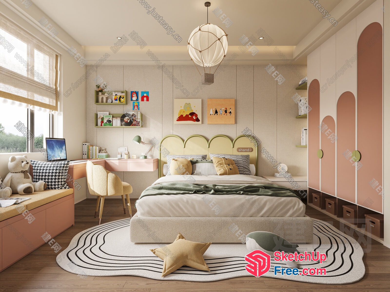 Modern And Cozy Bedroom With A Touch Of Whimsy 3D SketchUp File