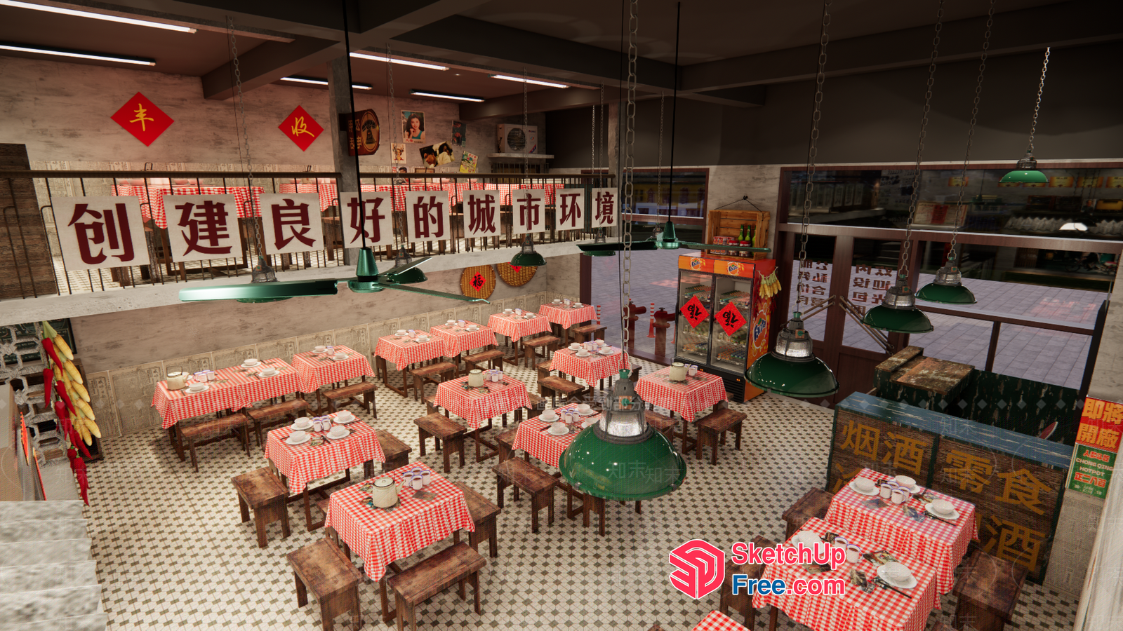 Classic Chinese Restaurant Interior 3D SketchUp File