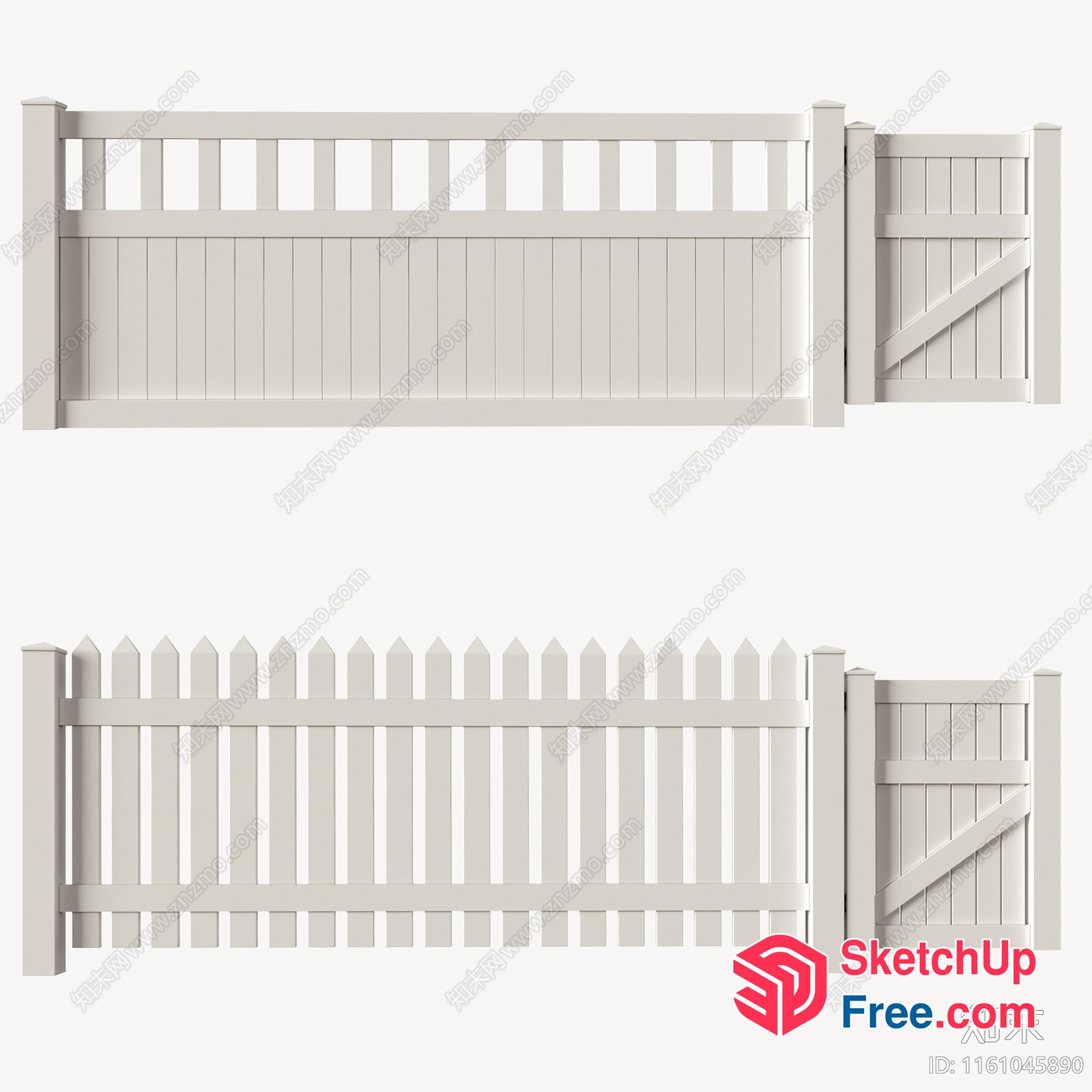 White Picket Fence And Gate 3D SketchUp File